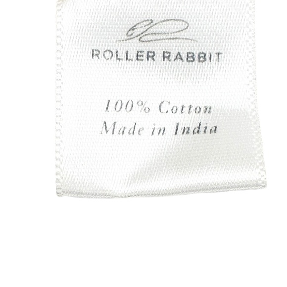 ROLLER RABBIT Blouse Cotton Ivory Embroidered Floral Split Collar Peasant - Picture 7 of 7